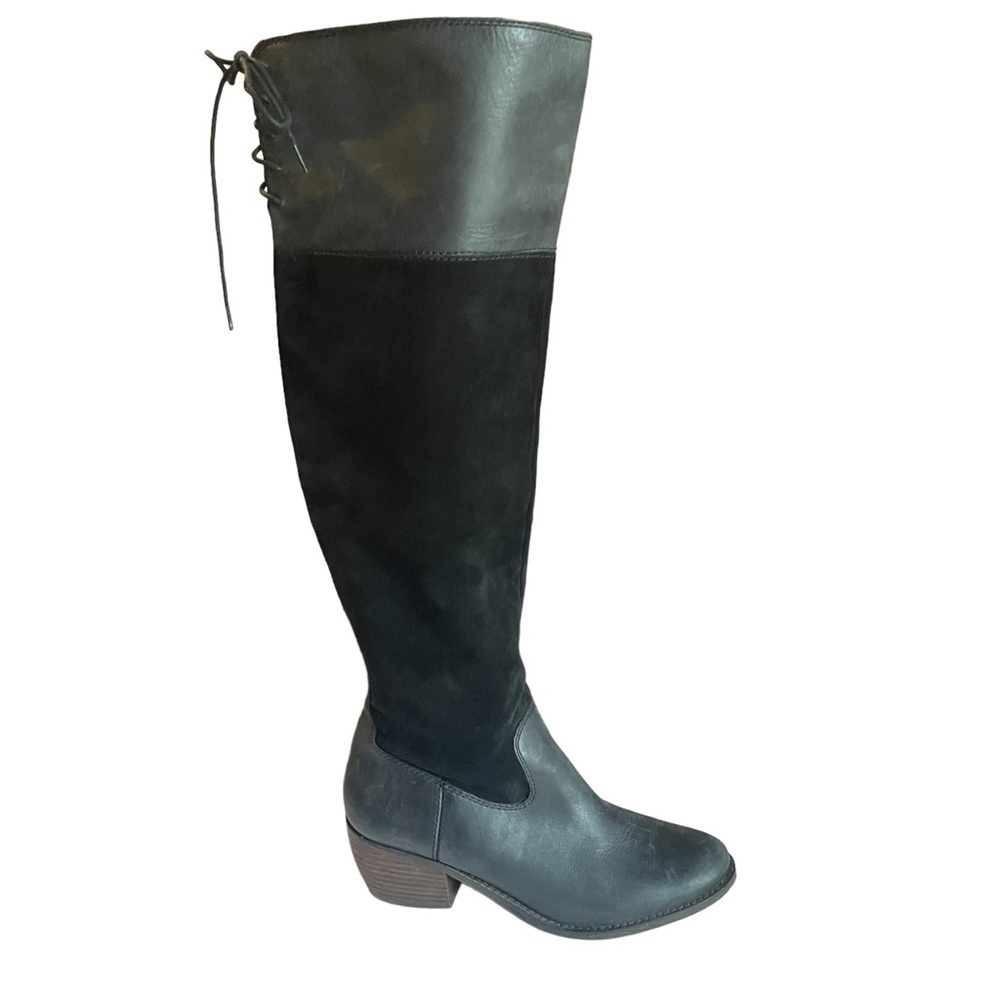 Lucky Brand Black and Gray Heeled Boots